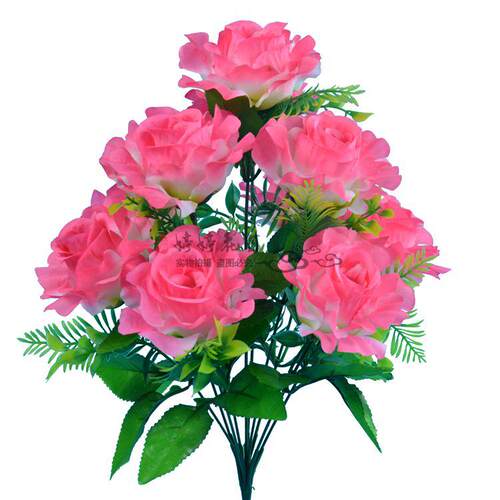 婷婷新款仿真绢花把花10头碎边玫