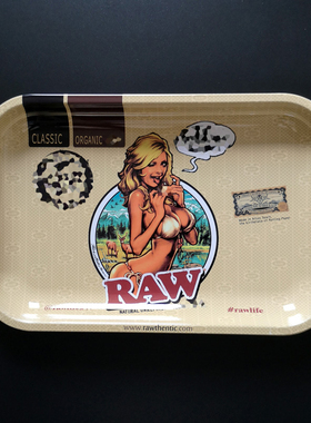 大号RAW美女马口铁收纳托盘卷烟烟丝盘醒草手卷操作台配件工具