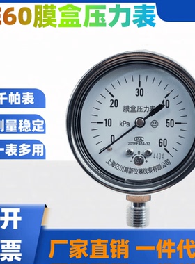 膜盒压力表YE60 10KPa微压表千帕表 天然气管道压力表 燃气低压表