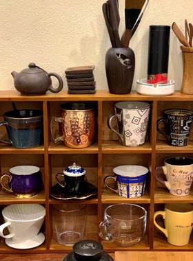 美式简约实木收纳格店铺装饰品