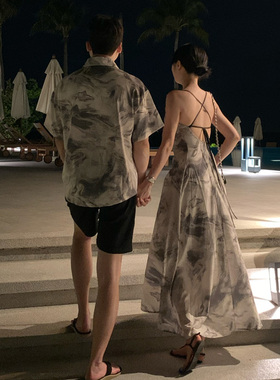 diso情侣装夏季202夏天新款韩版一裙一衣套装超火吊带连衣裙衬衫