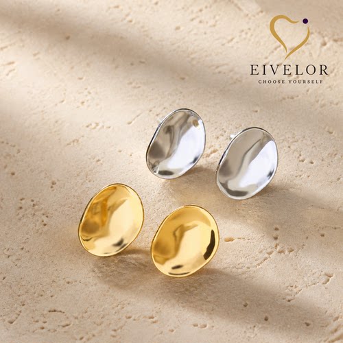 EIVELORS925银针熔岩几何耳饰