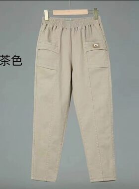 春秋款水洗纯棉斜纹软牛仔裤女士宽松百搭哈伦裤薄款潮流长裤
