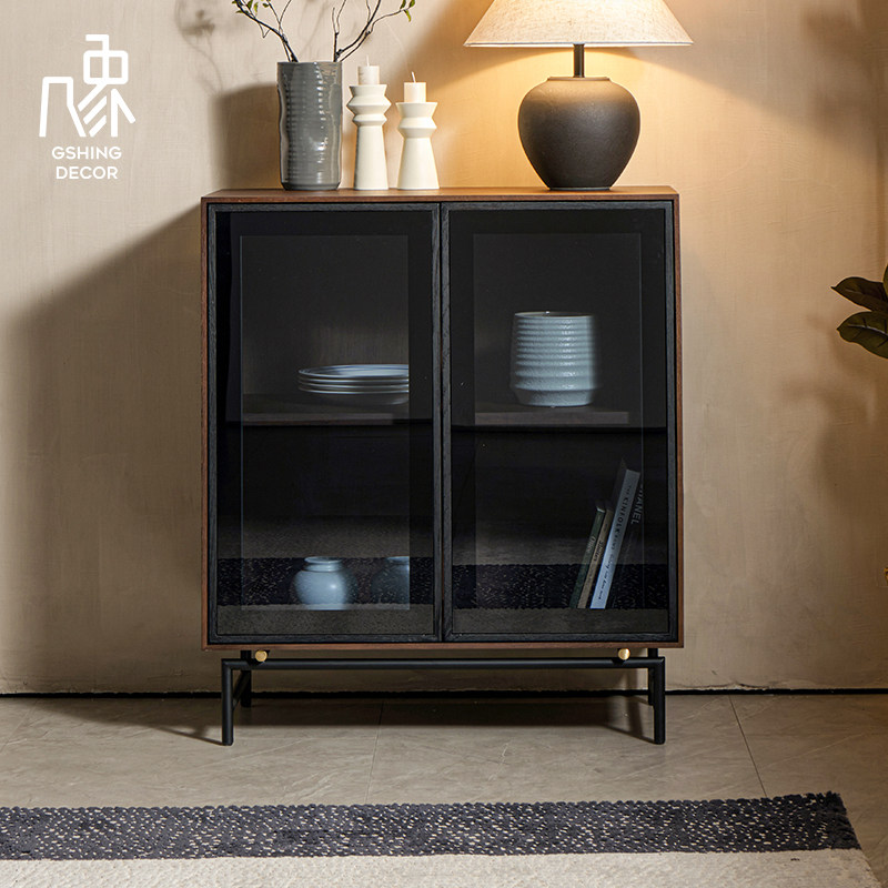几象复古实木餐边柜现代简约玻璃玄关置物柜落地沙发储物边柜北欧,住宅家具,餐边柜,淘宝优惠券,粉丝福利购,淘宝优惠卷