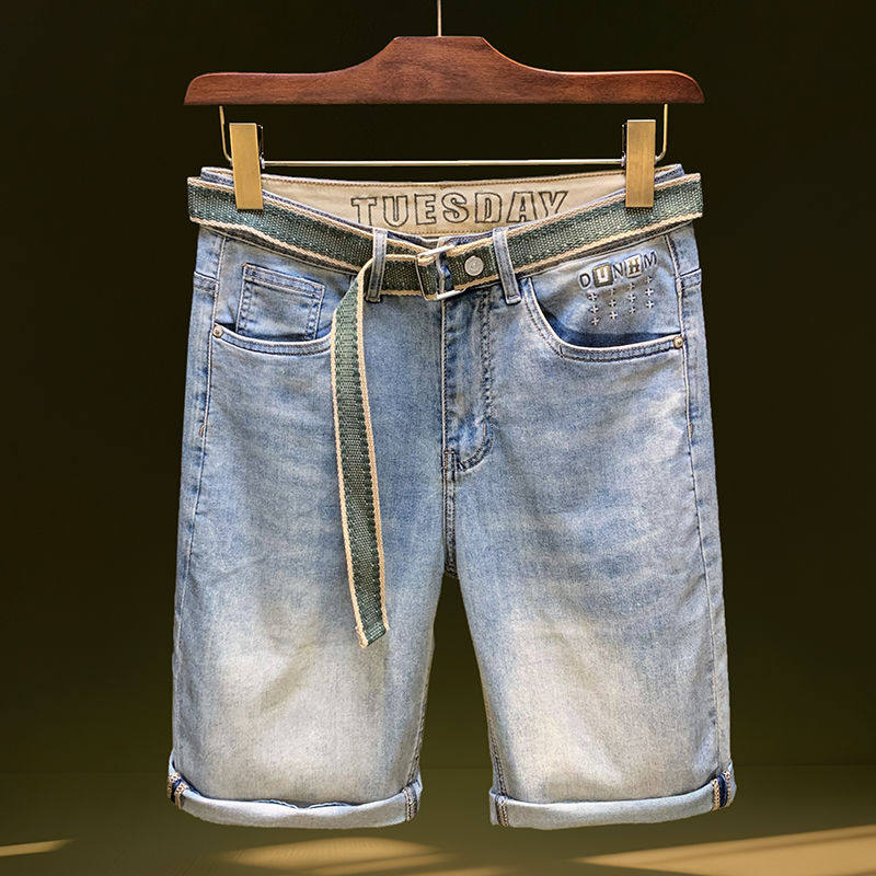 高端男士牛仔五分裤夏季潮流修身直筒外穿短裤水洗百搭弹力马裤,男装,短裤,淘宝优惠券,粉丝福利购,淘宝优惠卷