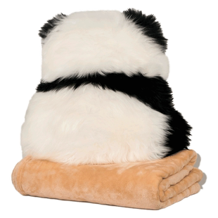 卡通熊猫背影两用抱枕被子 二合一车载午睡午休毯子空调被抱枕被