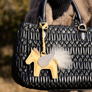 真皮小飞马手工缝制马年包包挂件 牛皮挂饰皮质卡通生肖马吊饰