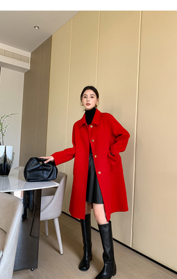 高端双面羊绒大衣女士中长款2024秋冬新款韩版气质100%羊毛呢外套