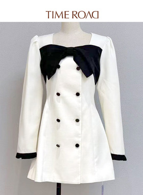 Time RoaD/汤米诺优雅蝴蝶结双排扣通勤西装式连衣裙T26133191177