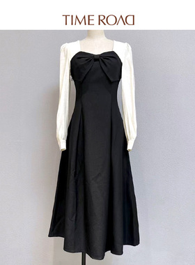 Time RoaD/汤米诺2023年新款优雅淑女简约拼色连衣裙T26133191197