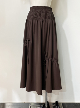 Time RoaD/汤米诺2025新款韩版小众设计感半身裙秋装高腰PU伞裙女