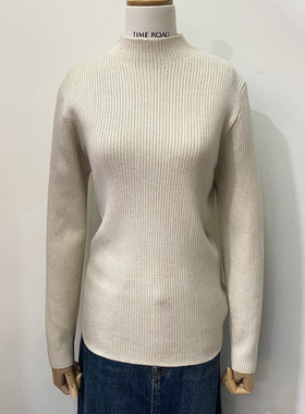 Time RoaD/汤米诺极简风高领坑条毛衣女修身加绒打底衫针织衫内搭