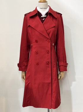 Time RoaD/汤米诺秋季新款双排扣风衣外套女中长款过膝英伦风外套