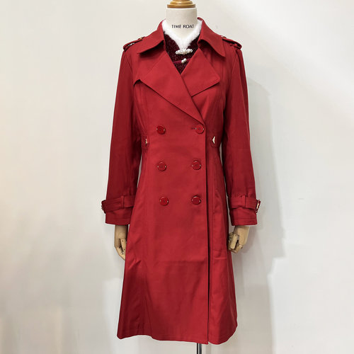 Time RoaD/汤米诺秋季新款双排扣风衣外套女中长款过膝英伦风外套