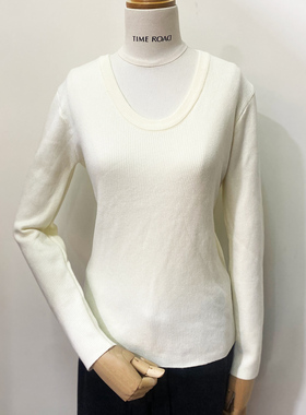 Time RoaD/汤米诺U领针织衫女冬加绒长袖修身显瘦打底衫百搭毛衣