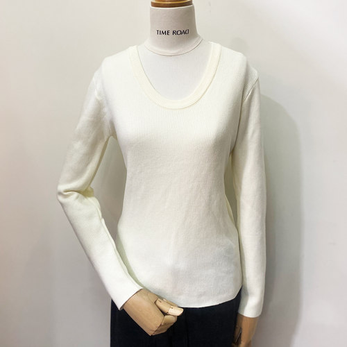 Time RoaD/汤米诺U领针织衫女冬加绒长袖修身显瘦打底衫百搭毛衣