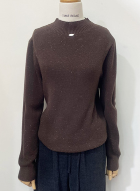 Time RoaD/汤米诺半高领套头针织衫女2025冬季亮片显瘦加绒打底衫