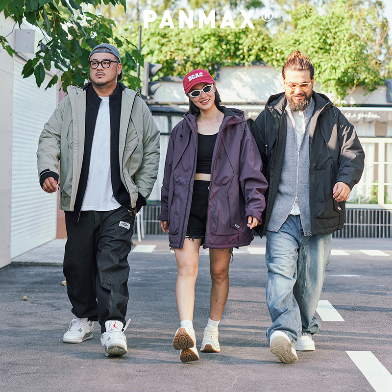 PANMAX潮牌大码男装2025冬季保暖休闲连帽棉服美式潮流夹克外套
