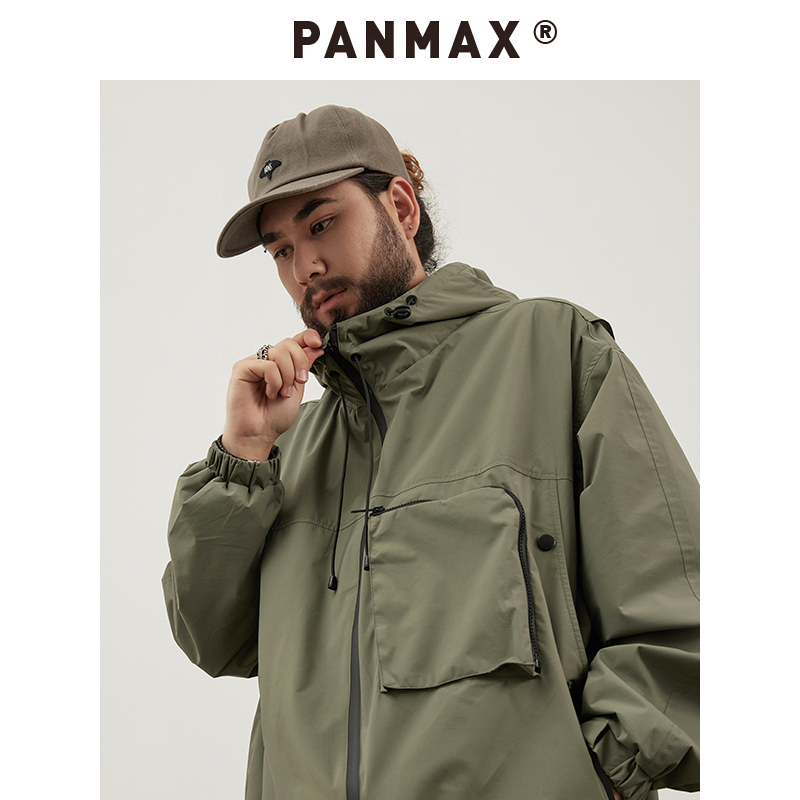 PANMAX大码男装户外休闲连帽外套夹克上衣冲锋衣男女情侣宽松潮牌