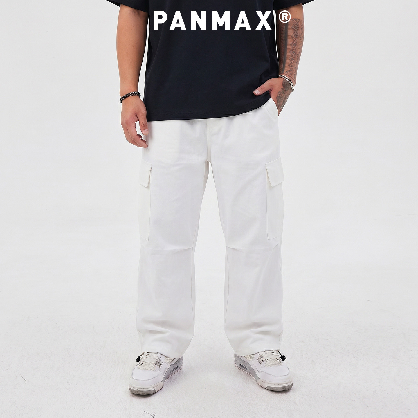 PANMAX大码男装潮牌美式加大直筒阔腿显瘦休闲大口袋工装伞兵长裤
