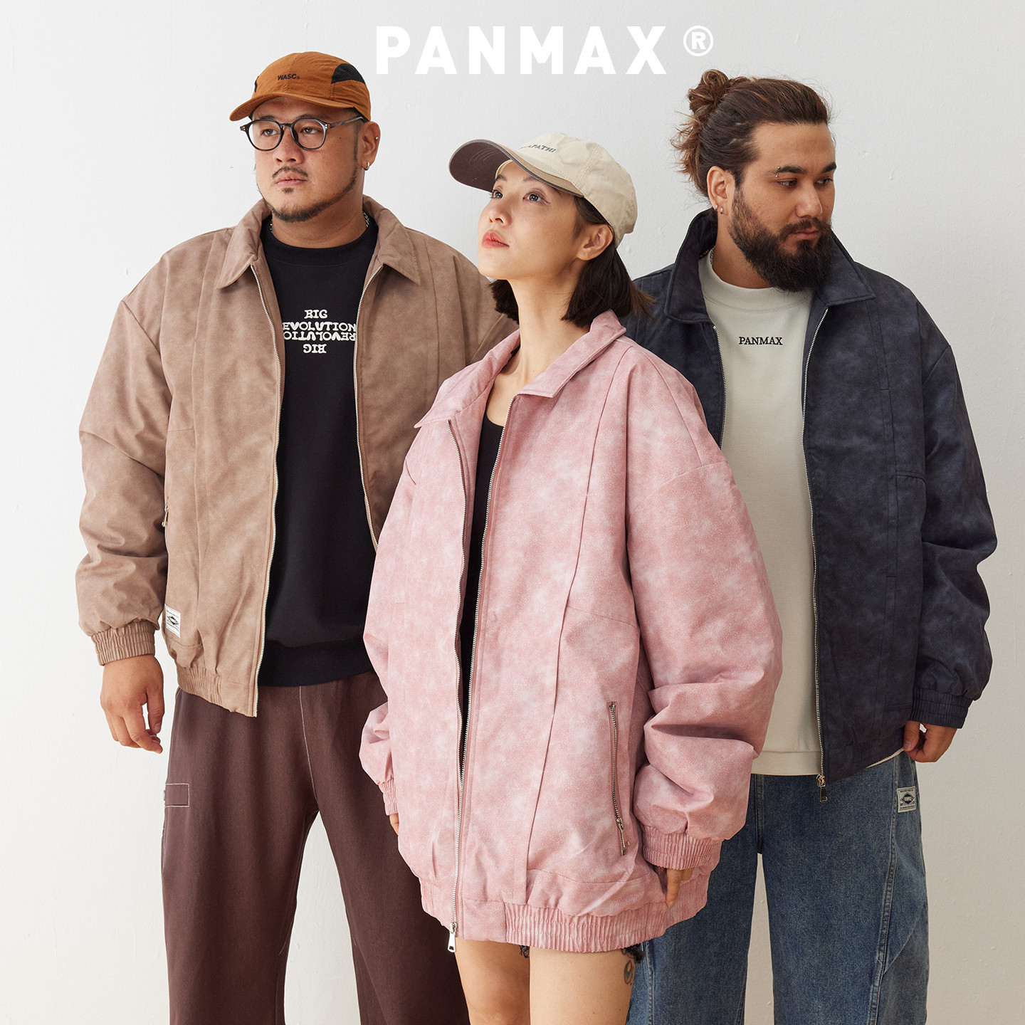 保暖翻领棉服PANMAX大码男防风