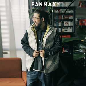 PANMAX潮牌大码男装2025秋冬保暖宽松加大舒适无袖羽绒马甲