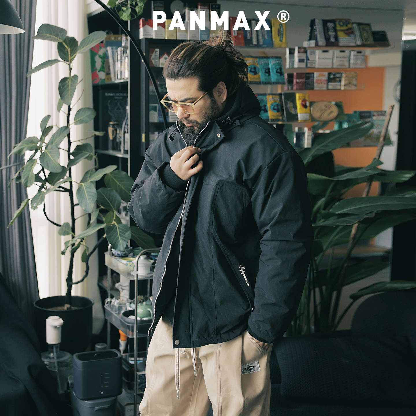 PANMAX潮牌羽绒服男大码鸭绒保暖外套工装拼接设计秋冬保暖夹克