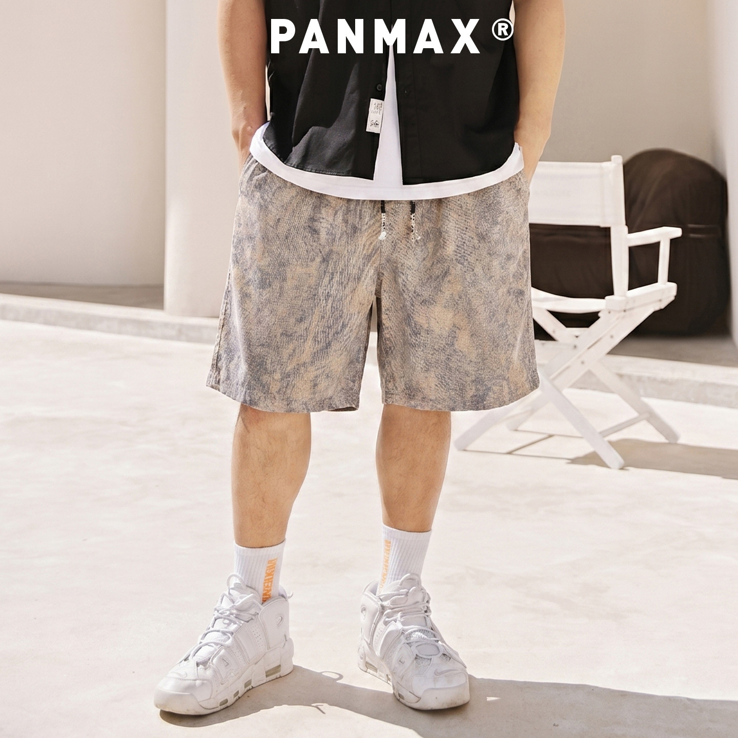 PANMAX潮牌大码男装夏季新款潮酷渐变休闲直筒五分裤短裤