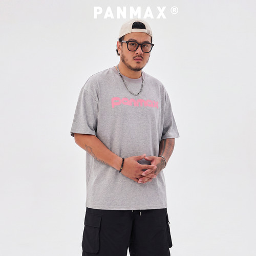 PANMAX潮牌撞色烧花棉质logo设计潮流印花夏季宽松透气短袖T恤