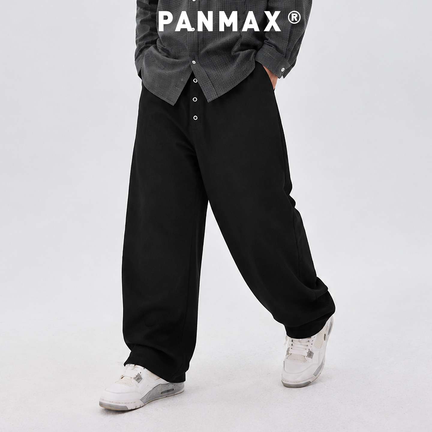 PANMAX潮牌大码男士休闲裤春秋款直筒宽松长裤 松紧腰卫裤男潮
