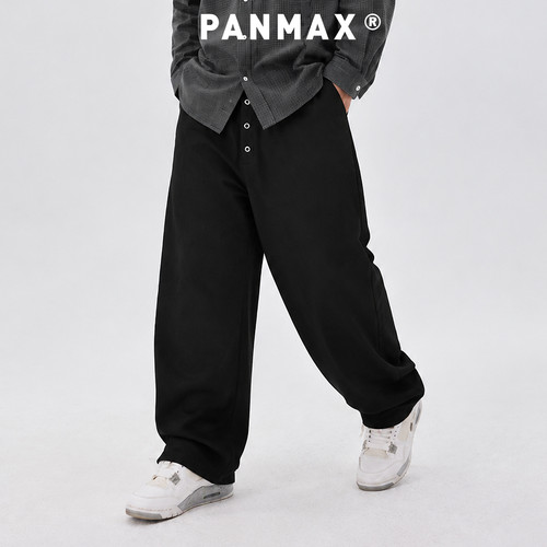 PANMAX潮牌大码男士休闲裤春秋款直筒宽松长裤 松紧腰卫裤男潮