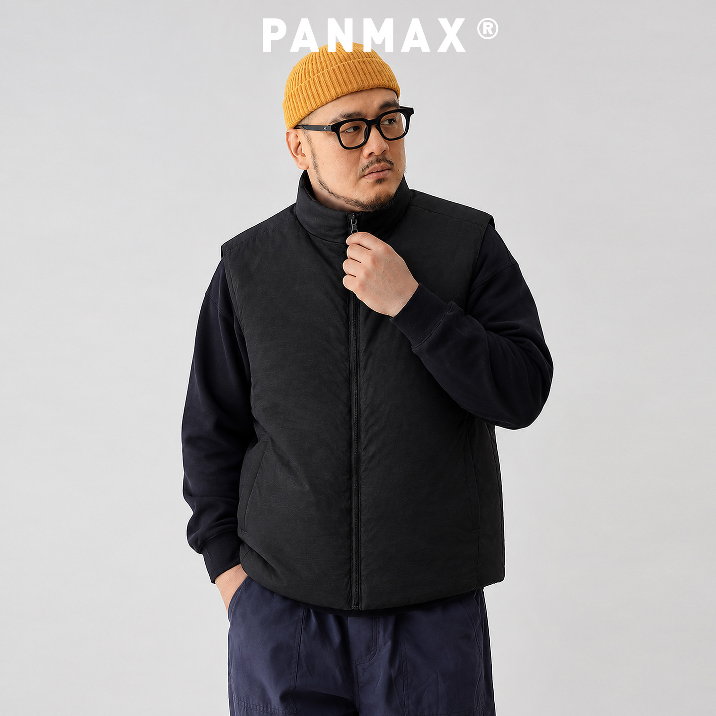 PANMAX潮牌大码男装男士双面穿保暖棉马甲修身休闲外套防风装上衣