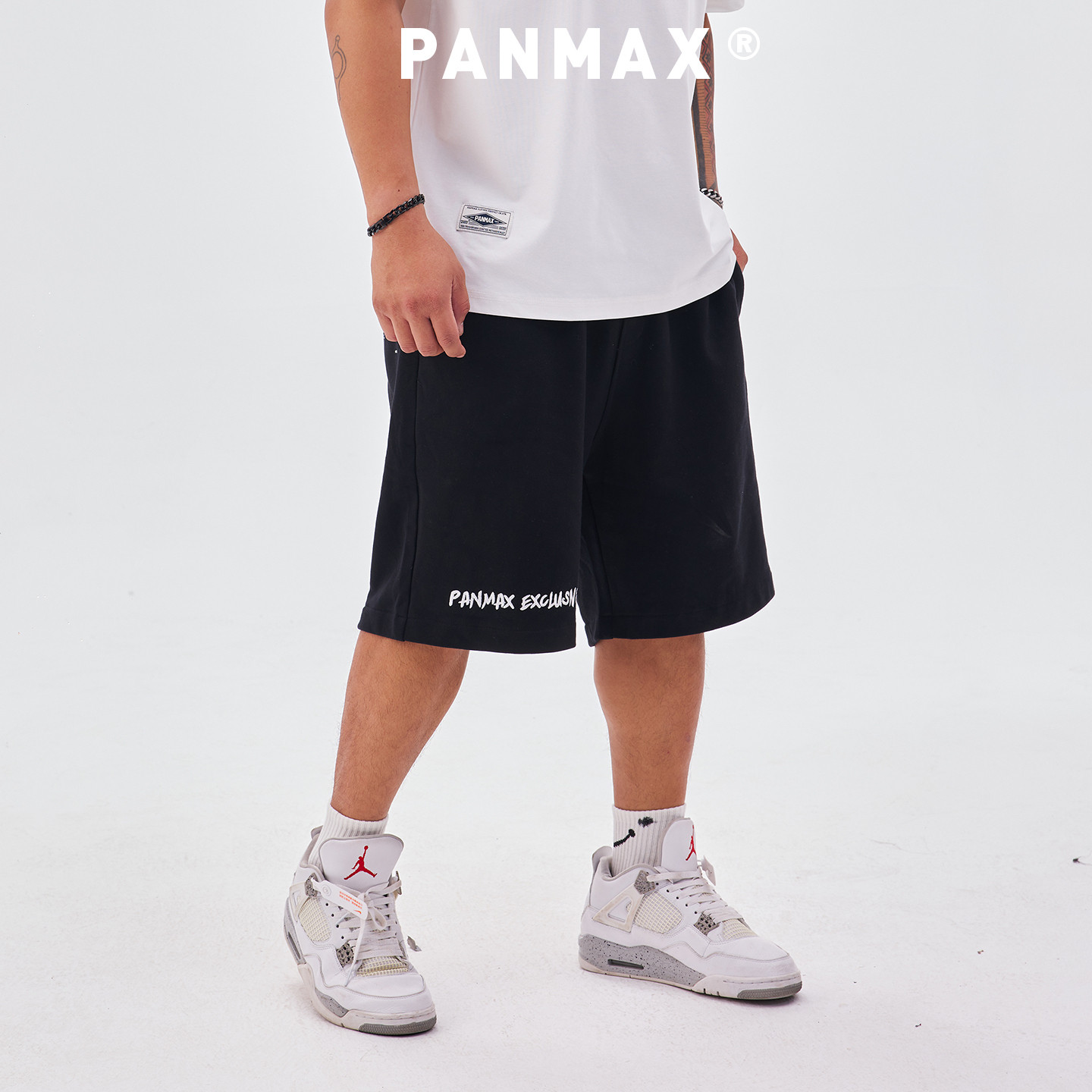 PANMAX潮牌大码2026夏季印花大码男士宽松抽绳休闲短裤