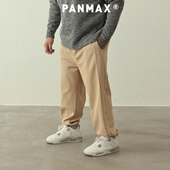 PANMAX潮牌大码 秋冬保暖宽松直筒棉质束脚裤 男装 加绒线条感卫裤