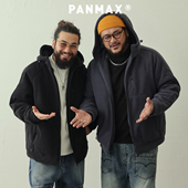 PANMAX潮牌大码 男装 摇粒绒羽绒服外套秋冬加厚保暖潮流连帽抓绒