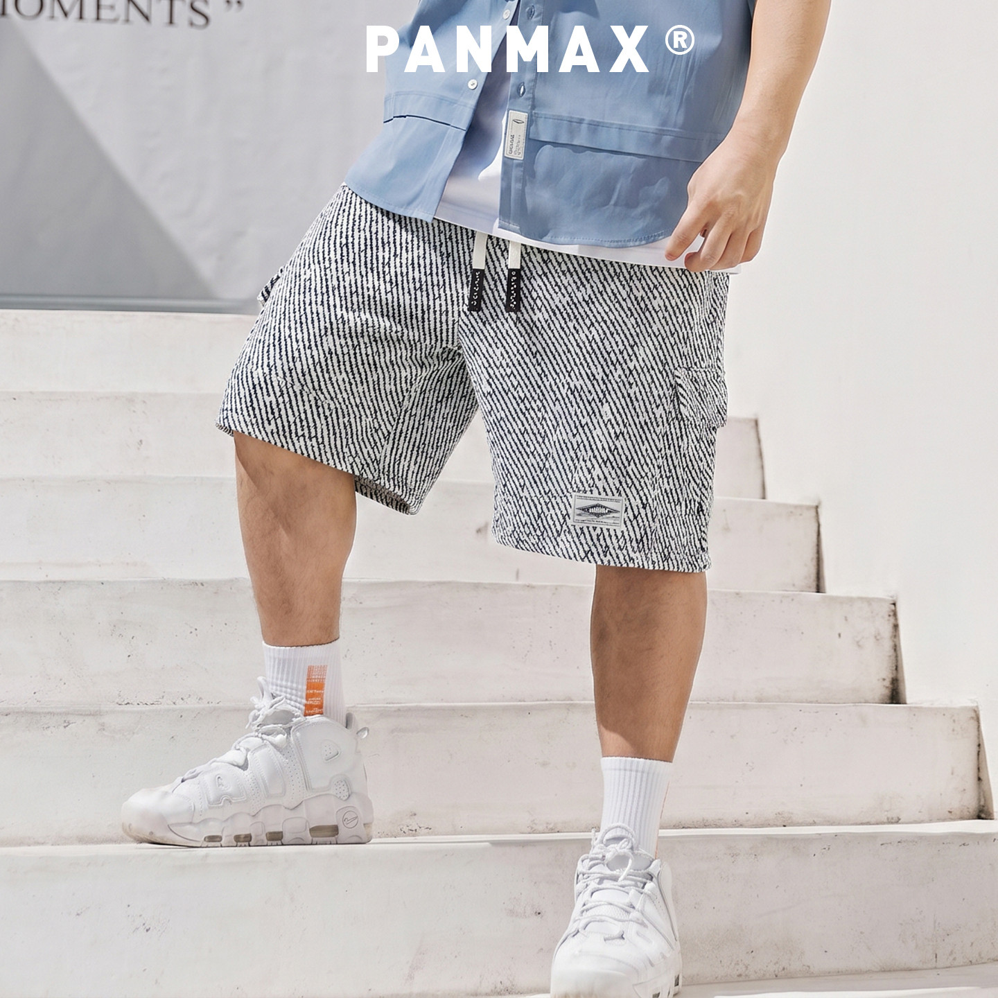 PANMAX大码男装潮牌夏美式潮酷纹理感宽松透气柔软运动短裤五分裤