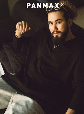 PANMAX大码潮牌男装百搭T恤衫休闲美式纯色打底衫宽松基础上衣