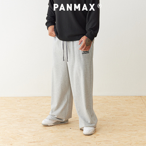 PANMAX大码潮牌男装2025秋冬新品针织休闲卫裤宽松直筒城市通勤