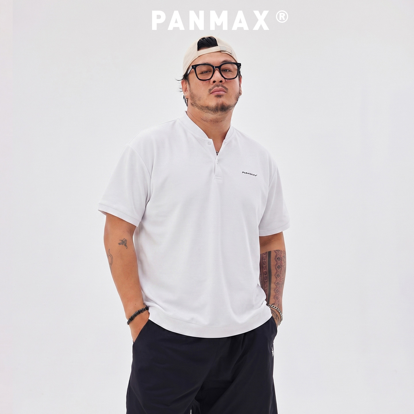 PANMAX潮牌大码男装2026夏季美式潮牌亨利领Polo衫宽松休闲上衣