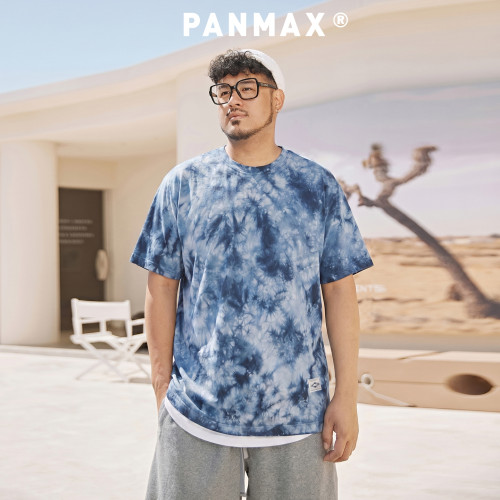PANMAX大码男装潮牌夏款扎染美式短袖复古加大透气T恤上衣男