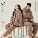家居服保暖套装 女休闲连帽男士 北羔绒情侣睡衣秋冬季 安之伴新款