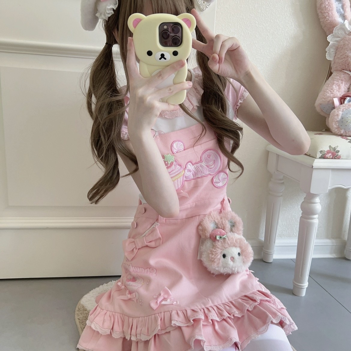 妄想少女背带现货夏季甜美牛仔裙