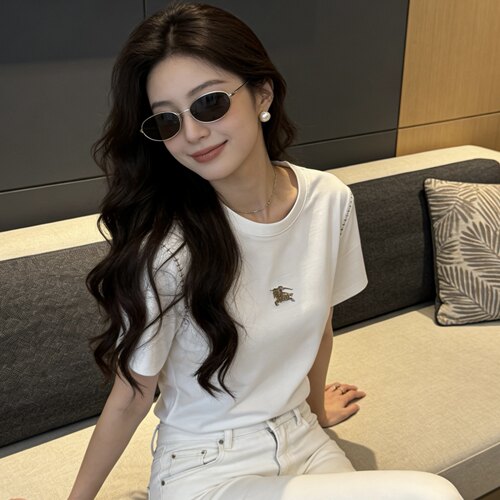 刺绣圆领短袖T恤女夏季新款打底衫上衣-62168