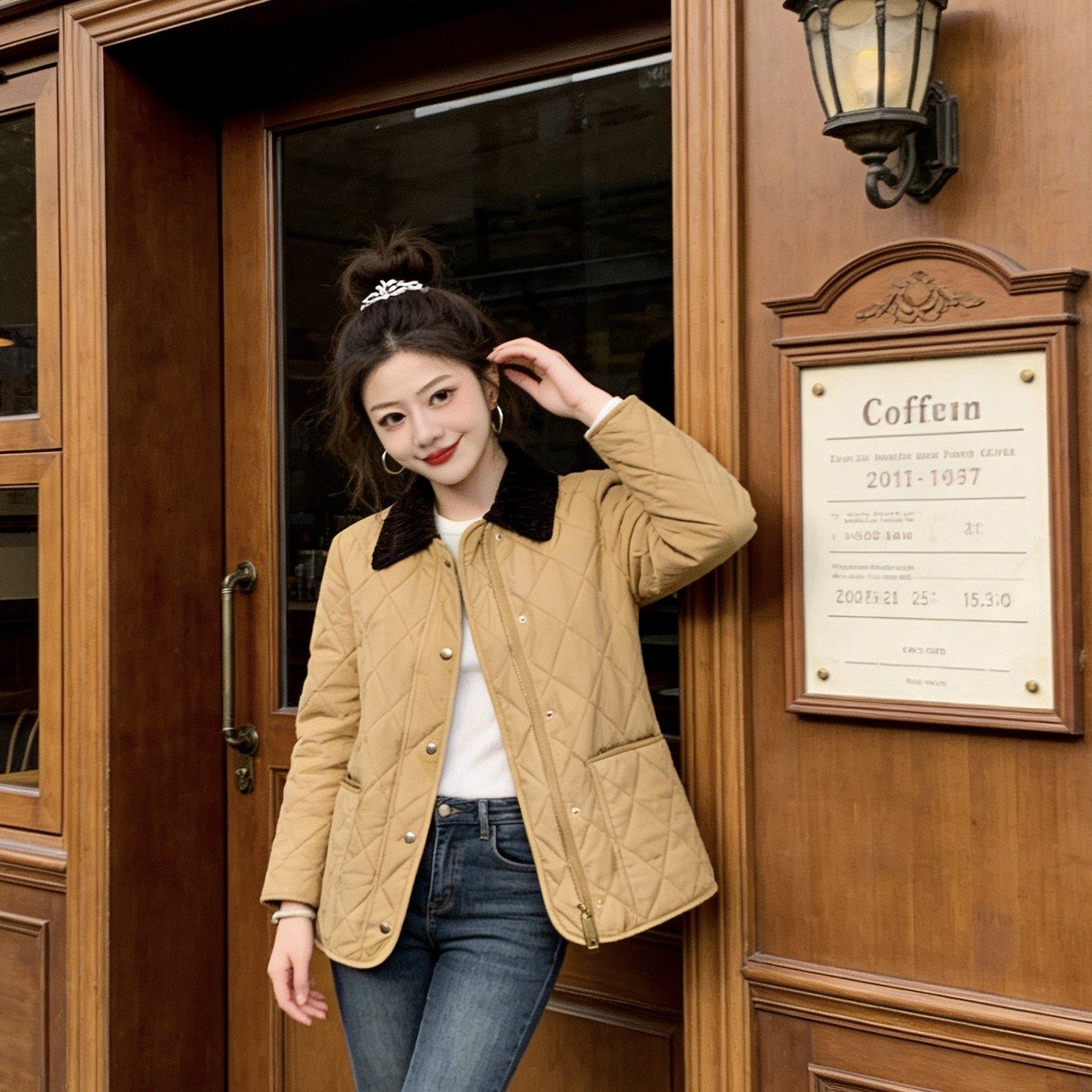 李时尚英伦风棉衣外套休闲修身翻领百搭韩版秋冬季黄金甲-25822