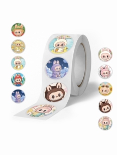 拉布布卷卷贴纸手帐DIY封口贴可爱怪兽不干胶标签Labubu stickers