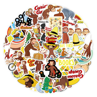 50pcs幼儿园奖励贴纸 Curious George 绘本好奇的乔治猴贴纸