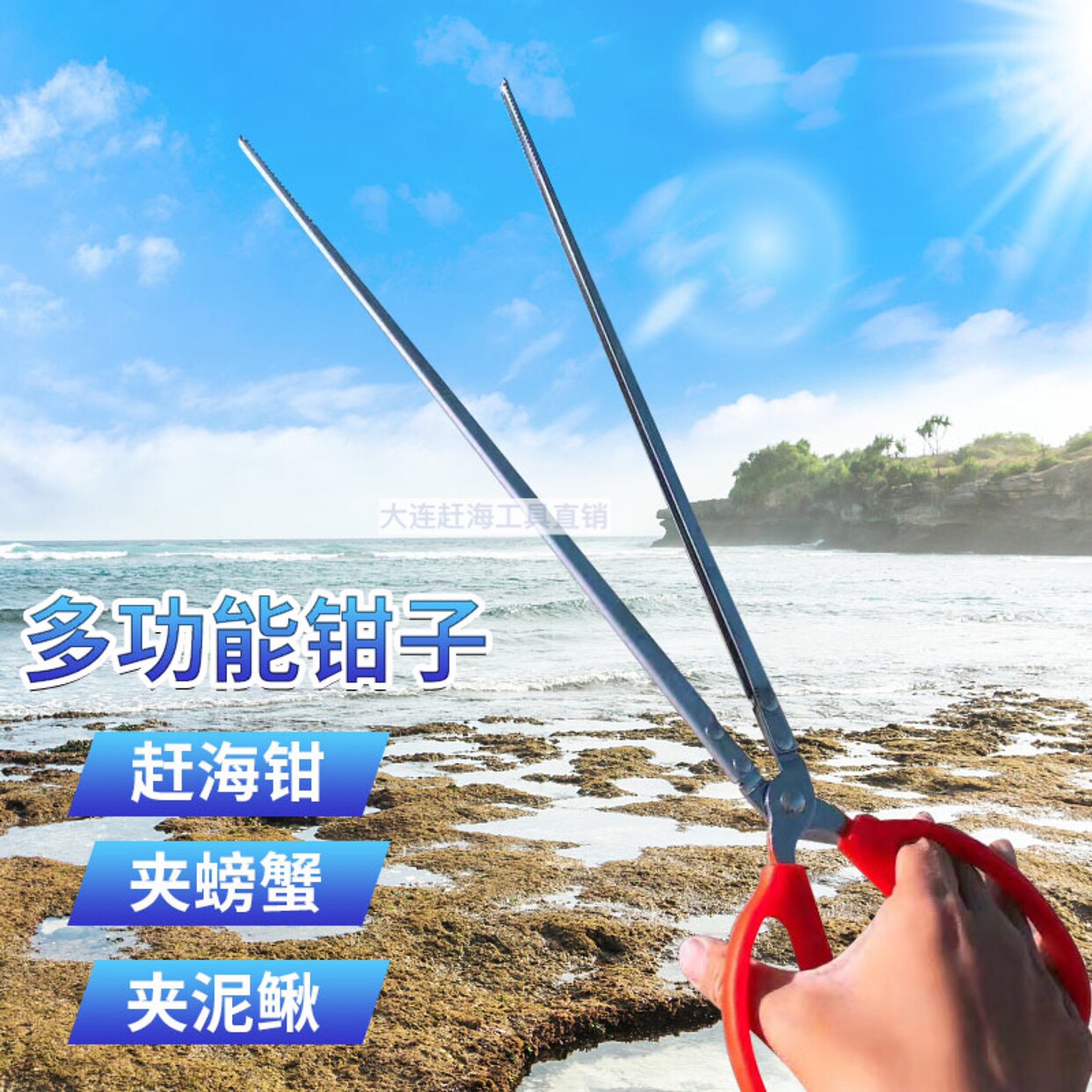 螃蟹夹子赶海工具夹鱼器防滑捉鳝鱼黄鳝不锈钢加长钳子包邮