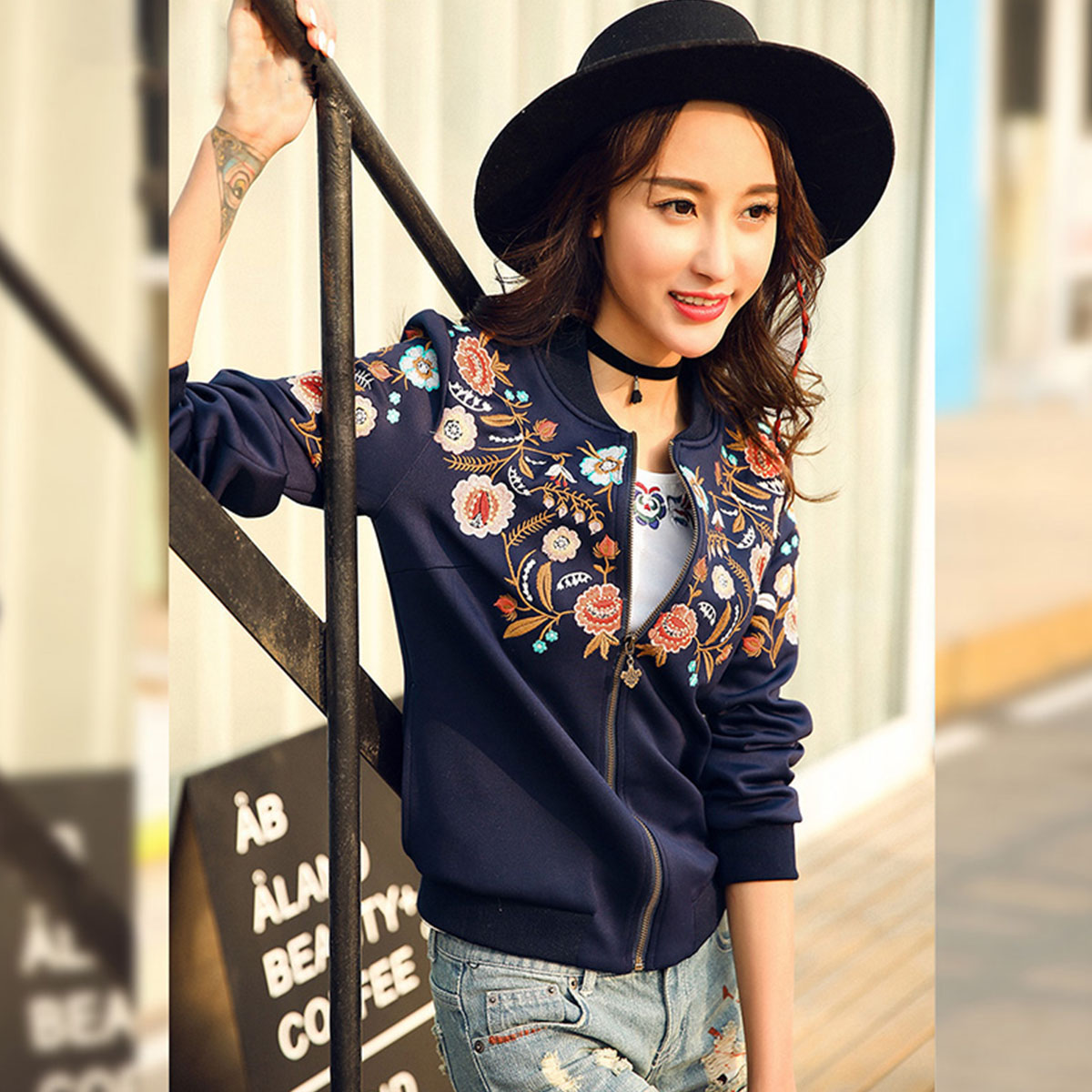 裂帛民族风繁花刺绣复古棒球服外套女新小个子运动休闲上衣