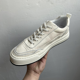 软底男士 潮流运动休闲男鞋 厚底小白鞋 白色真皮板鞋 秋季 2025老爹鞋