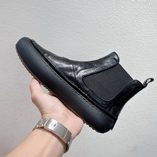 秋冬新款厚底真皮欧美马丁靴男士一脚蹬短靴复古套筒切尔西靴子潮